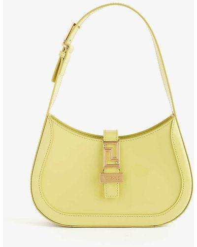 Versace Greca Goddess Small Leather Hobo Bag - Yellow