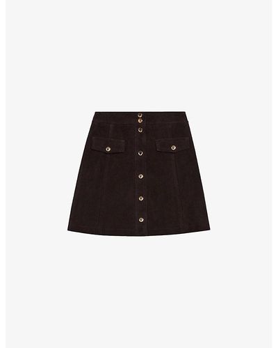 Claudie Pierlot Flap-pocket Pressed-stud Leather Mini Skirt - Black