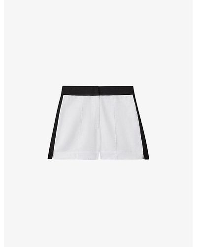 Reiss White/vy Rebecca Colour-block High-rise Linen Shorts - Black