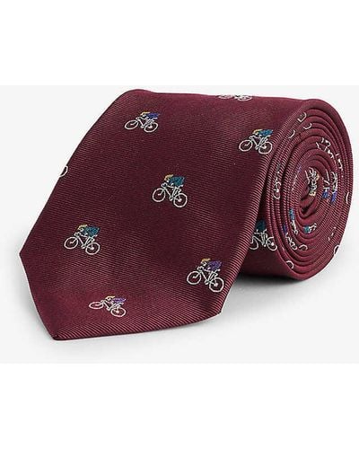 Paul Smith Cyclist-print Silk Tie - Purple