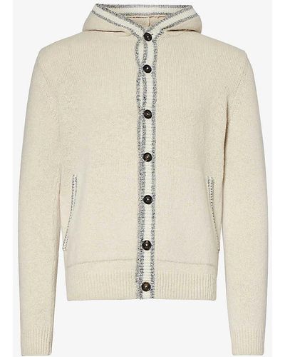 Eleventy Knitted Regular-fit Stretch Wool And Cashmere-blend Cardigan - White