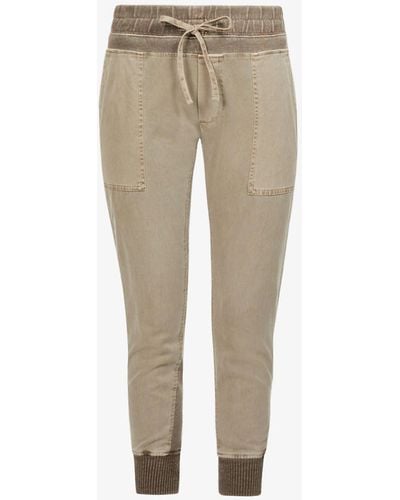 James Perse High-rise Regular-fit Cotton-blend Pants - Natural