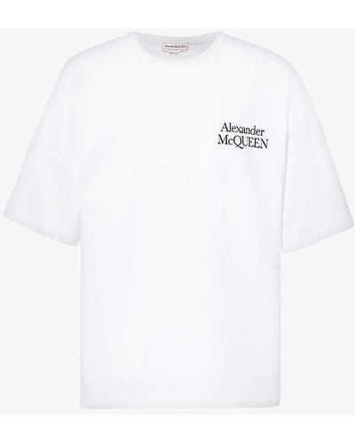 Alexander McQueen Exploded Logo-print Cotton-jersey T-shirt X - White