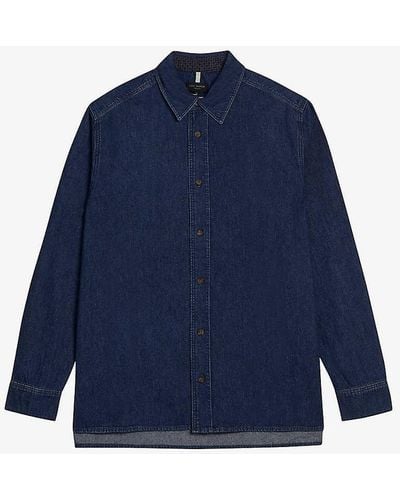 Ted Baker Veyle Contrast-stitch Denim Shirt - Blue