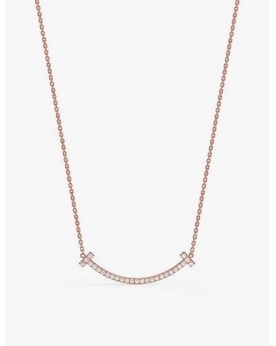 Tiffany & Co. Tiffany T Smile 18ct Rose-gold And Diamond Necklace - White