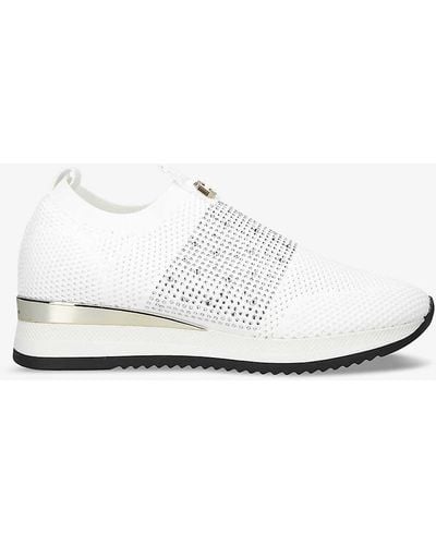 Carvela Kurt Geiger Janeiro 2 Crystal-embellished Woven Low-top Trainers - White