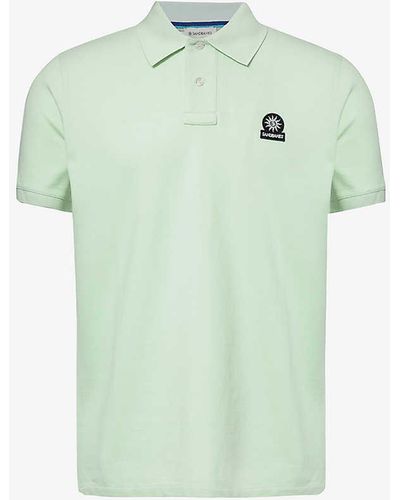 Sandbanks Brand-patch Crewneck Organic-cotton Polo Shirt Xx - Green