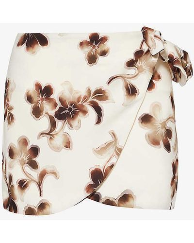 Bec & Bridge Pauline Floral-print Stretch-woven Mini Skirt - White
