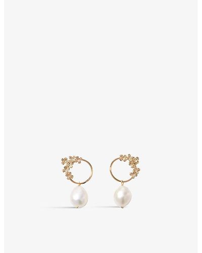 The Alkemistry Poppy Finch 14ct And Pearl Circle Dangle Earrings - White