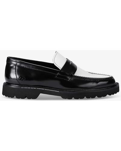 Cole Haan X Fragment Colour-blocked Patent-leather Penny Loafers - Black