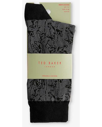 Ted Baker Sokkelv Horse-pattern Stretch-knit Socks - Black
