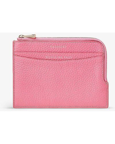 Aspinal of London Logo-embossed Leather Travel Wallet - Pink