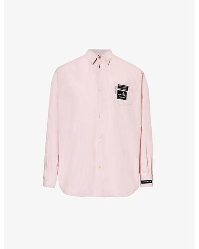 Undercover Brand-patch Long-sleeve Cotton-blend Shirt X - Pink
