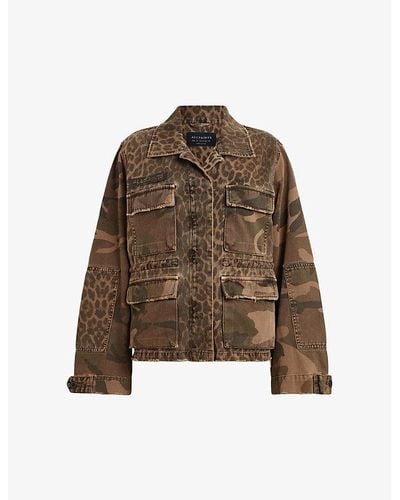 AllSaints Finch Leopard-print Camouflage Cotton Jacket - Brown