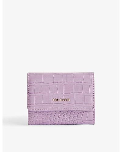 Ted Baker Conilya Croc-embossed Faux-leather Card Holder - Purple