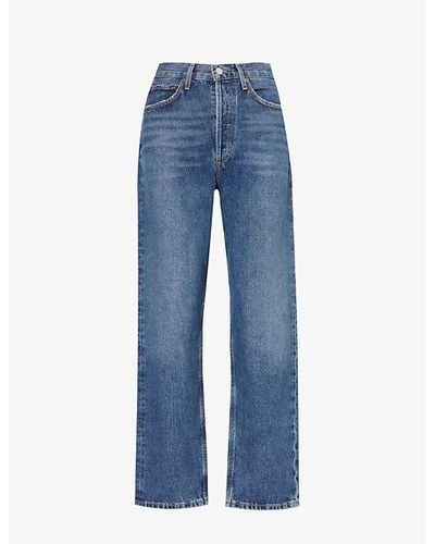 Agolde 90s Faded-wash Straight-leg Mid-rise Organic-denim Jeans - Blue
