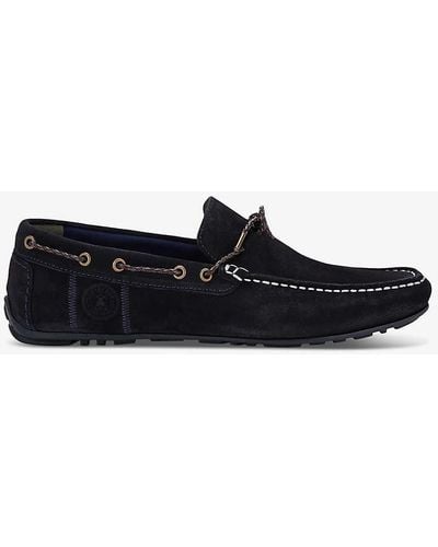 Barbour Vy Jenson Contrast-stitching Leather Driving Shoes - Black