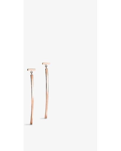 Tiffany & Co. Tiffany T 18ct Rose-gold Wire Bar Earrings - White