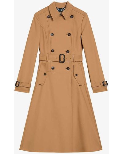 Ted Baker Mayiah Double-breasted Full-skirt Stretch-cotton Trench Coat - Natural