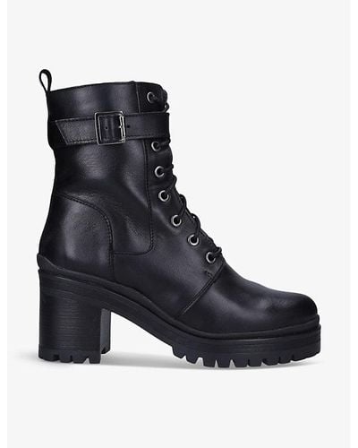 Carvela Kurt Geiger Secure 2 Lace-up Heeled Leather Ankle Boots - Black