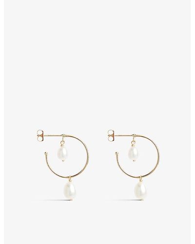 The Alkemistry Poppy Finch 14ct Yellow-gold And Pearl Hoop Earrings - Natural