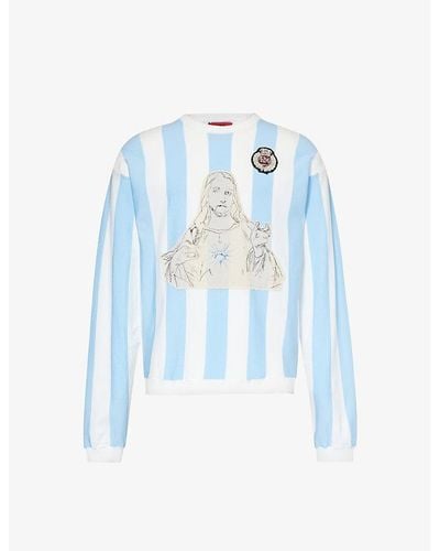 424 Soccer Brand-motif Knitted Sweatshirt X - Blue