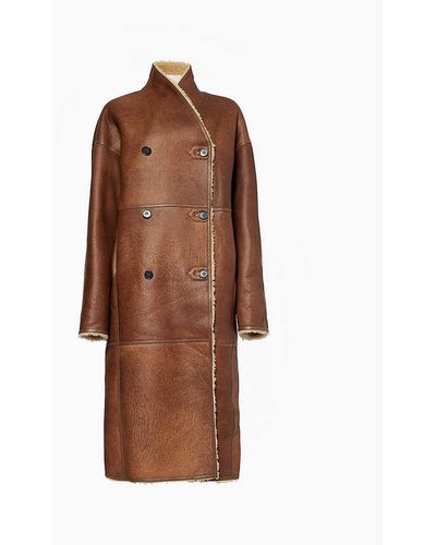 Anne Vest Serena Shearling-lined Leather Coat - Brown