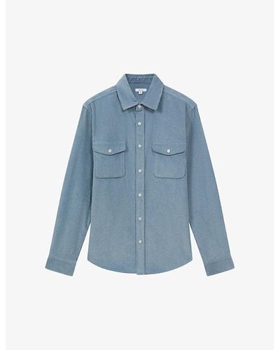 Reiss Bonucci Twin-pocket Corduroy-cotton Overshirt X - Blue