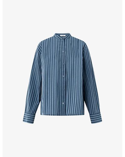 Nué Notes True Vy Florian Stripe Cotton Shirt - Blue