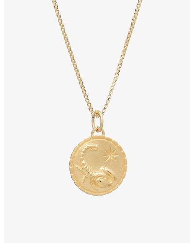 Rachel Jackson Zodiac Coin Scorpio 22ct Yellow Gold-plated Sterling-silver Pendant Necklace - Metallic