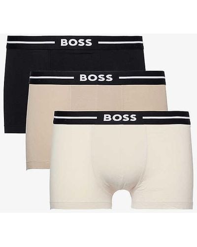 BOSS Pack Of Three Cotton-blend Jersey Trunks Xx - Black