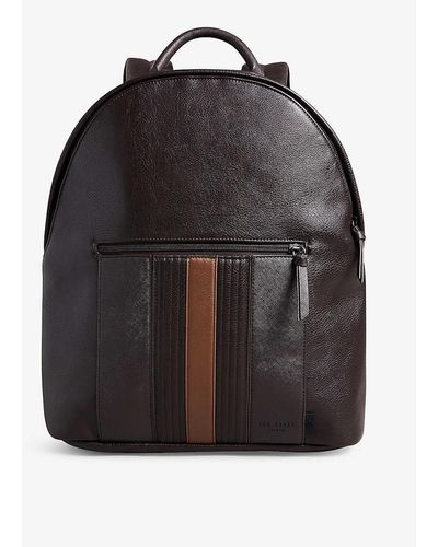 Ted Baker Esentle Stripe-design Faux-leather Backpack - Black
