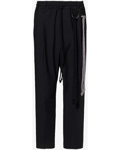 Song For The Mute Rope-embellished Dropped-crotch Tapered-leg Stretch-woven Trousers - Black