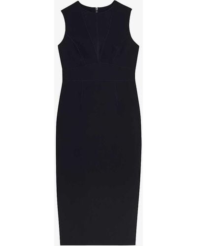 Ted Baker Dk-vy Elissii Sheer-panelled Stretch-woven Midi Dress - Blue