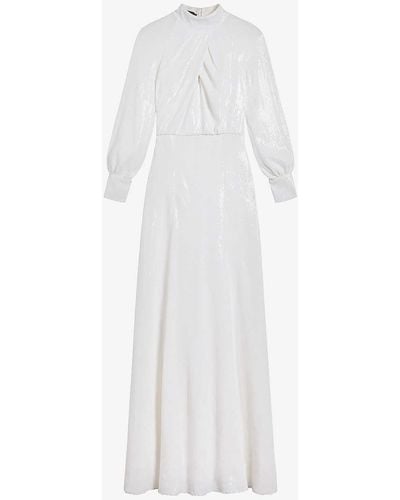 Ted Baker Mayrose Blouson-sleeved Crepe Maxi Dress - White