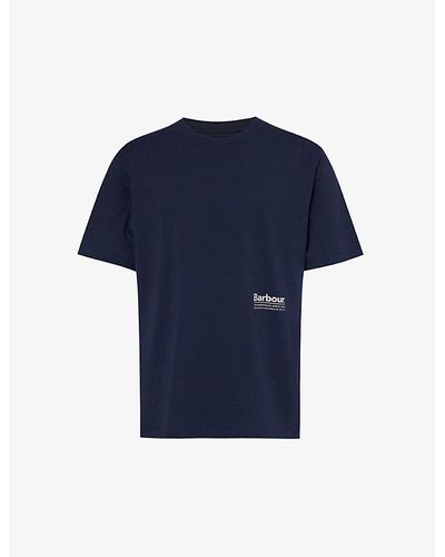 Barbour Logo-print Crewneck Cotton-jersey T-shirt Xx - Blue