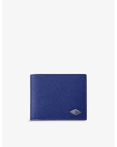 Cartier Losange Logo-plaque Grained Leather And Palladium Wallet - Blue