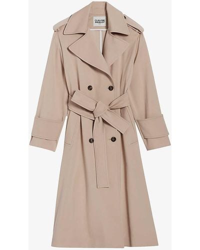 Claudie Pierlot Gwendal Double-breasted Long-line Cotton Trench Coat - Natural