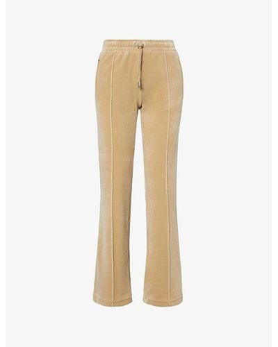 Juicy Couture Rhinestone-embellished Straight-leg Mid-rise Velour jogging Bottoms - Natural