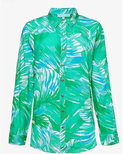 Melissa Odabash Millie Abstract-pattern Woven Shirt - Green