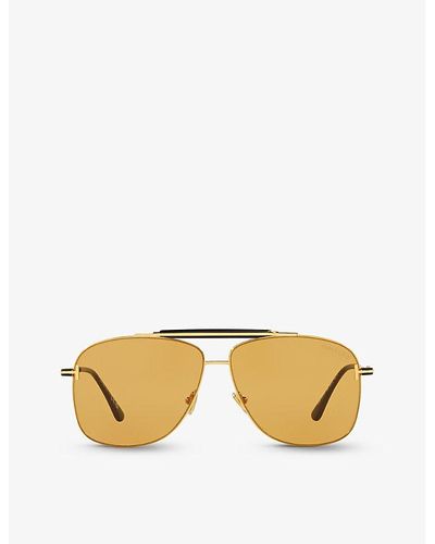 Tom Ford Tr001628 Jaden Aviator-frame Metal Sunglasses - Metallic