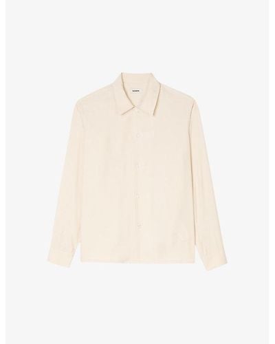 Sandro Spread-collar Relaxed-fit Woven Shirt - Natural