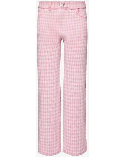 Barrie Straight-leg High-rise Cashmere And Cotton-blend Trousers - Pink