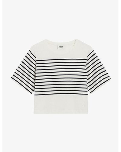 Claudie Pierlot Toucan Stripe-pattern Woven T-shirt - White