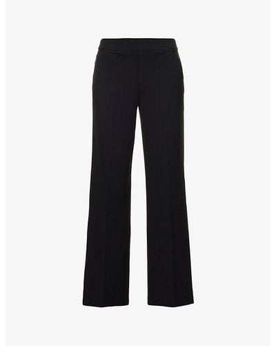 Spanx The Perfect Pant Mid-rise Wide-leg Rayon-blend Trouser - Black