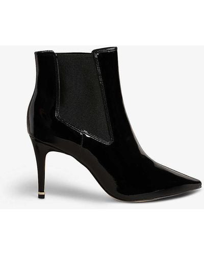 Ted Baker Yimmona Branded-ring Patent-leather Heeled Chelsea Boots - Black