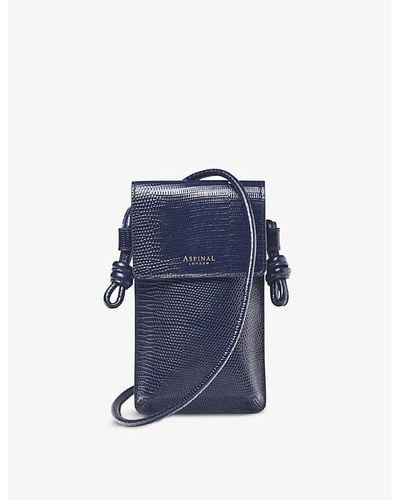 Aspinal of London Ella Grained-leather Cross-body Phone Case - Blue
