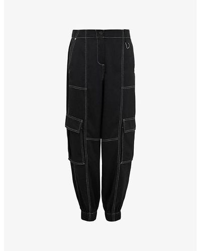 AllSaints Fran Patch-pocket Tapered-leg High-rise Woven Cargo Pants - Black
