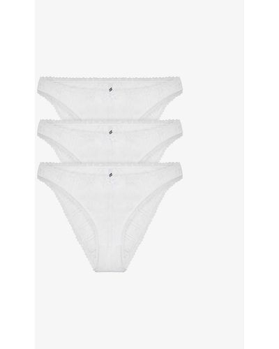 Cou Cou Intimates Pack Of Three Pointelle High-rise Organic-cotton Brief - White