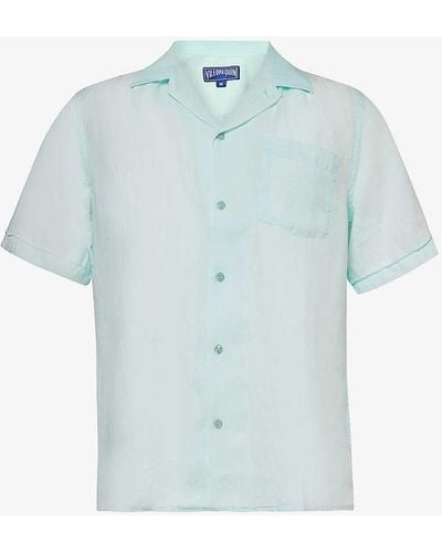Vilebrequin Charli Brand-embroidered Linen Shirt Xx - Blue